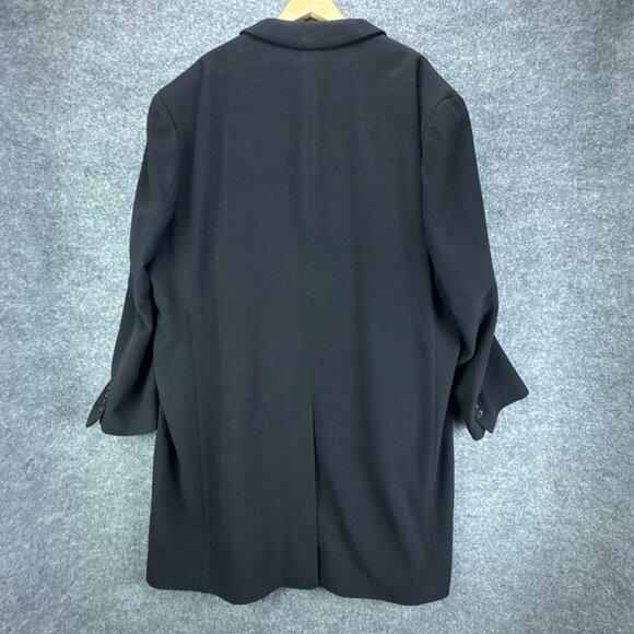 Calvin Klein Overcoat Mens 58R Black Wool Cashmere Blend Classic 3 Button - Picture 7 of 16